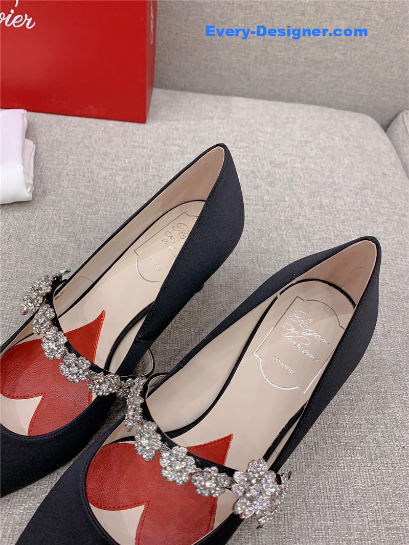 Roger vivor new Bouquet flower rhinestone cat heel high heels