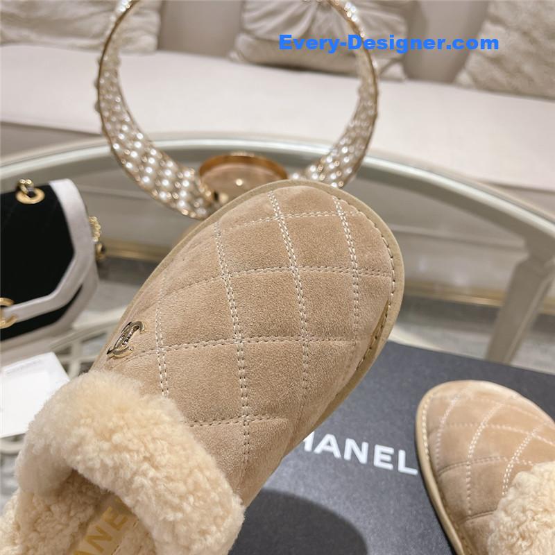 CC classic color block fur flip flops