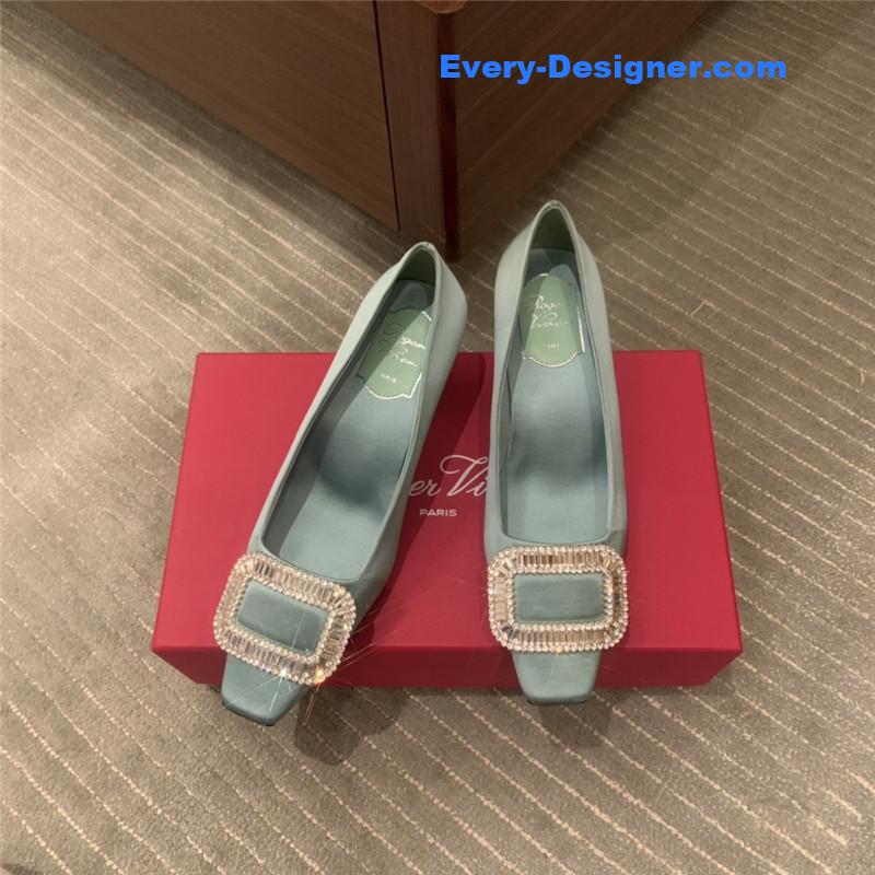 Roger vivor square buckle rhinestone high heel shoes