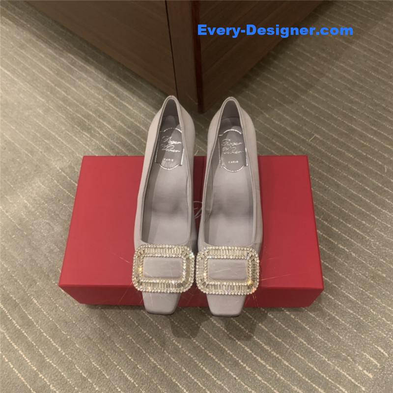 Roger vivor square buckle rhinestone high heel shoes