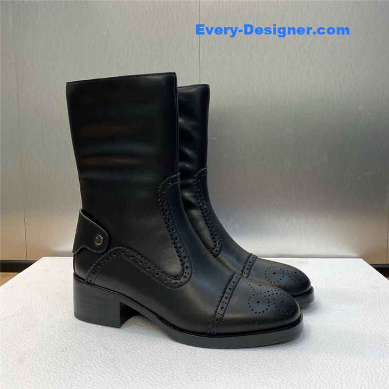 D10r thick heel round toe slip-on belt buckle knight boots