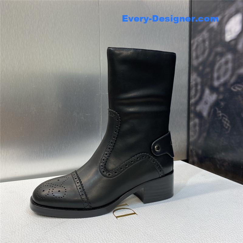 D10r thick heel round toe slip-on belt buckle knight boots