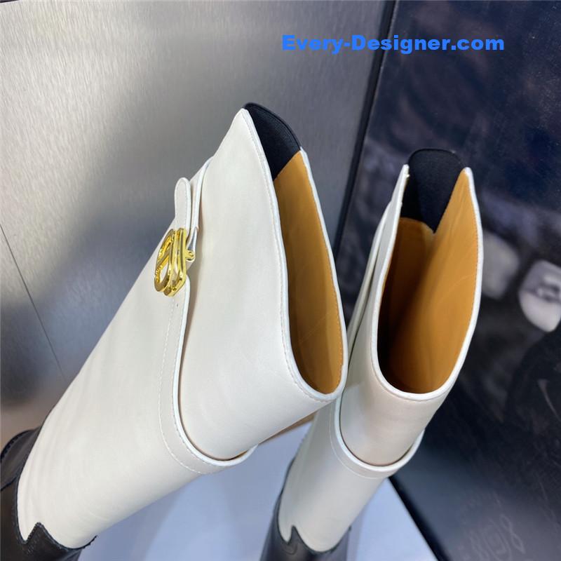 D10r thick heel round toe slip-on belt buckle knight boots