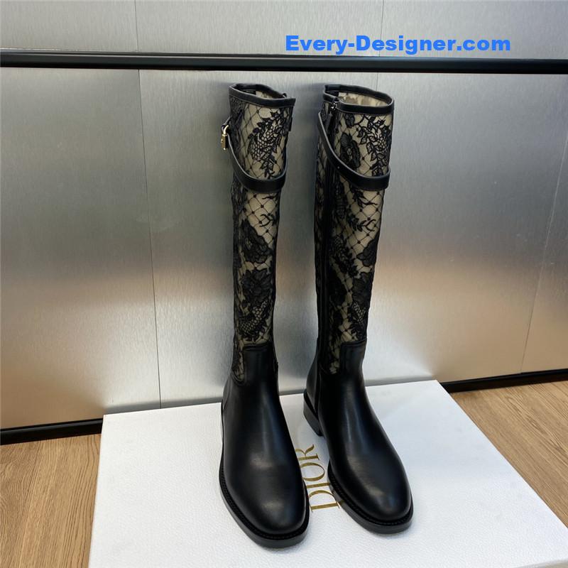 D10r low heel round toe side zipper belt buckle knight boots