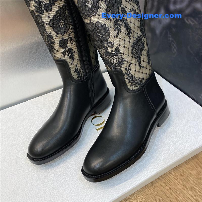 D10r low heel round toe side zipper belt buckle knight boots