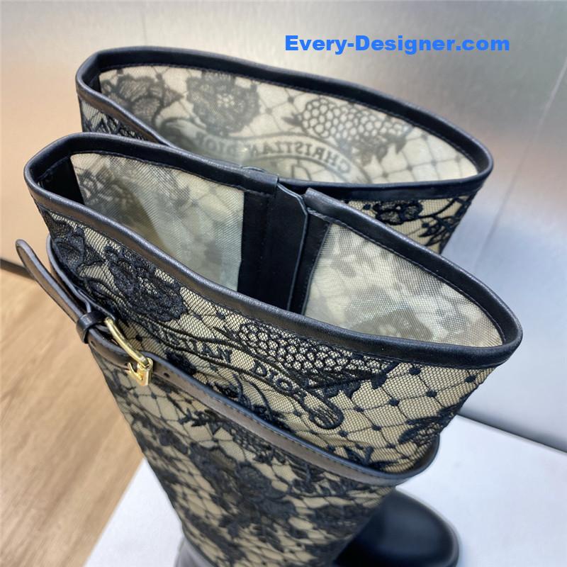 D10r low heel round toe side zipper belt buckle knight boots