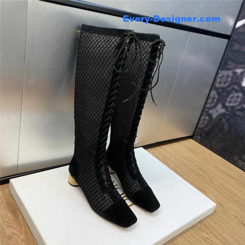 D10r metallic pearl heel knight boots for women