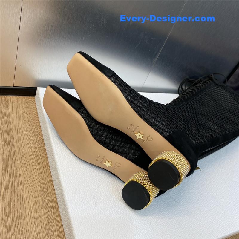 D10r metallic pearl heel knight boots for women
