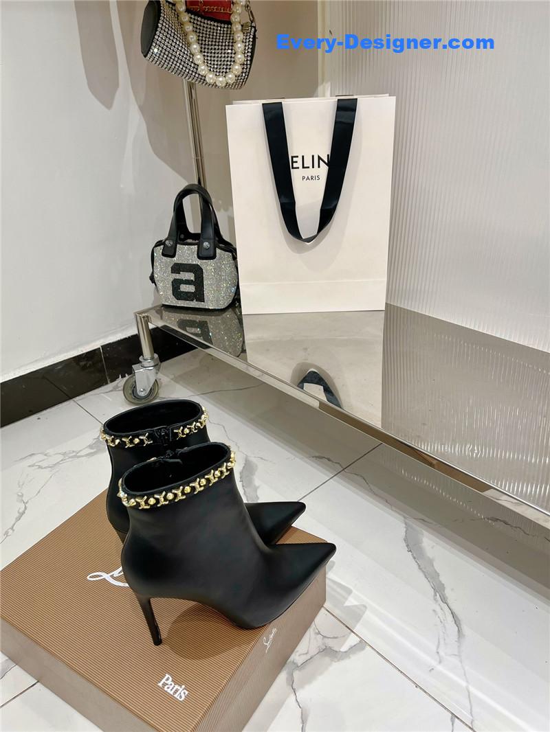 Chr1st1an louboutin high-heeled leather short boots