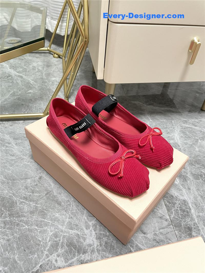 M1um1u women’s bow embellished original fabric ballet flats