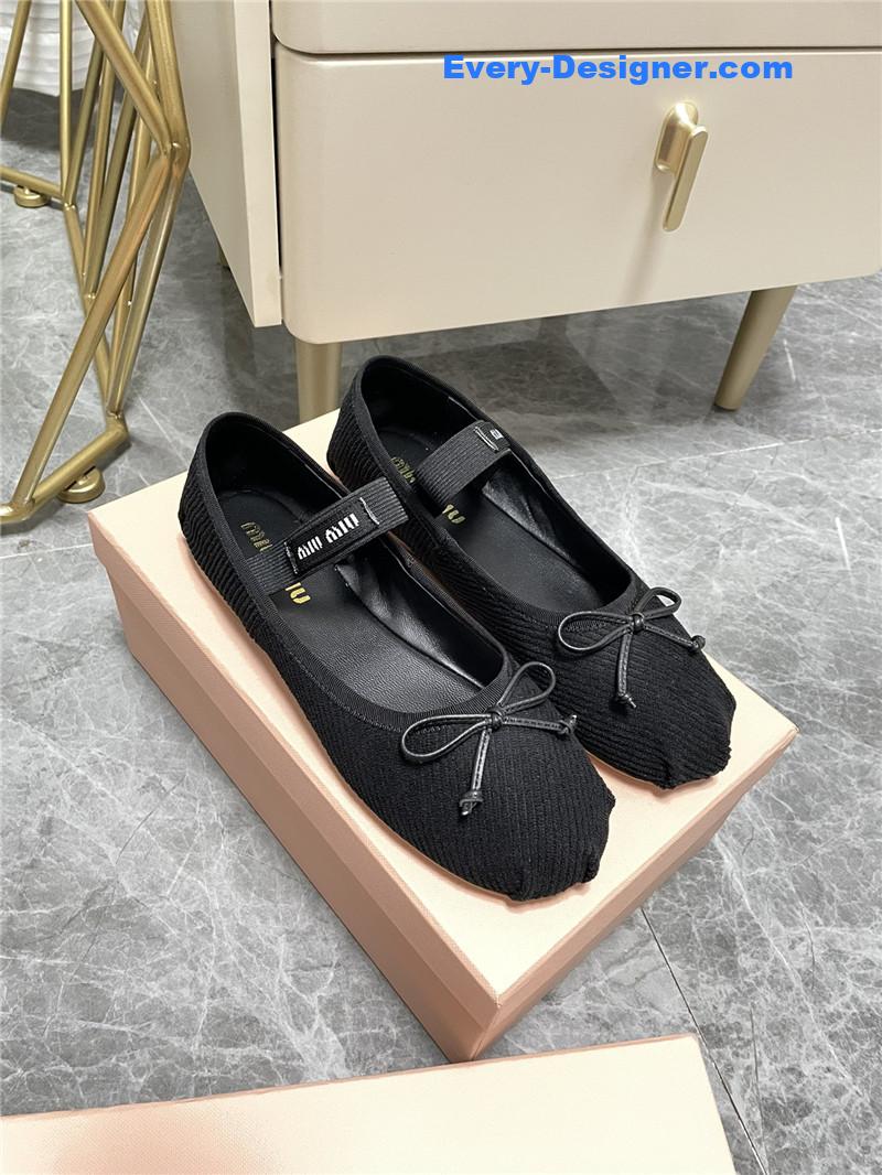 M1um1u women’s bow embellished original fabric ballet flats
