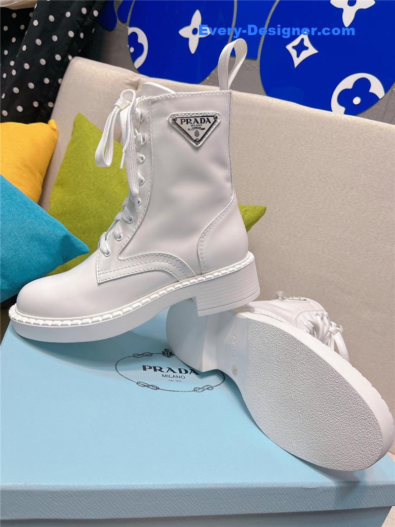 Pra*a triangle logo buckle thick-soled short boots