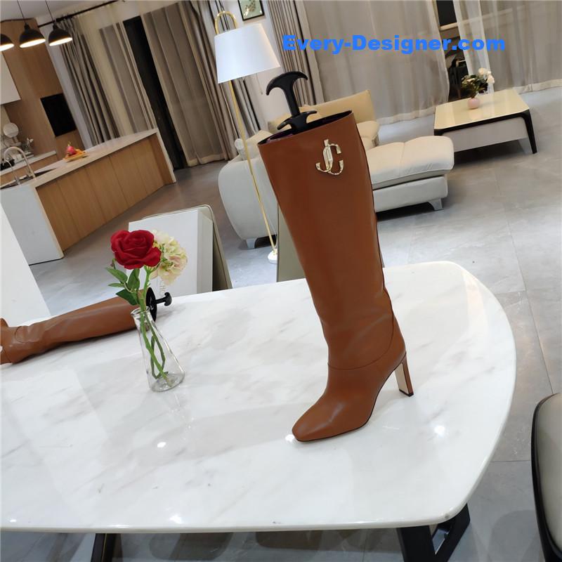 J1m*y Ch00 mahesa 100 brown leather knee-high boots