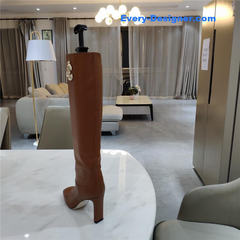 J1m*y Ch00 mahesa 100 brown leather knee-high boots