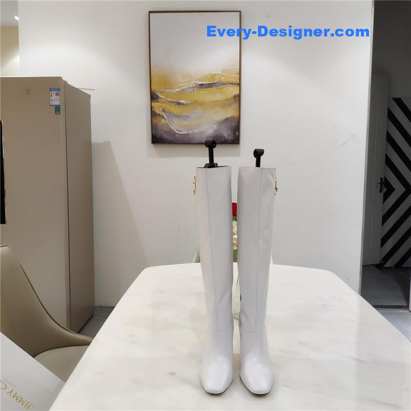 J1m*y Ch00 mahesa 100 white leather knee-high boots