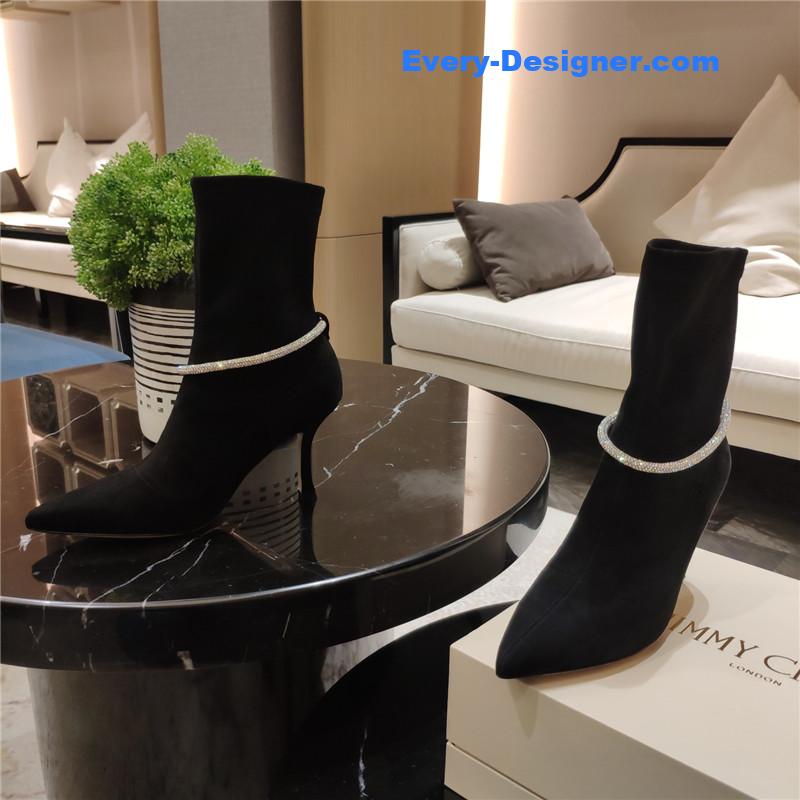 j1m*y ch00 pointed toe S*per shiny chain high heel boots