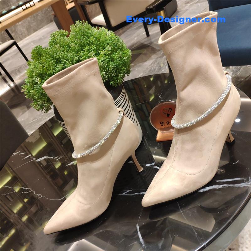 j1m*y ch00 pointed toe S*per shiny chain high heel boots