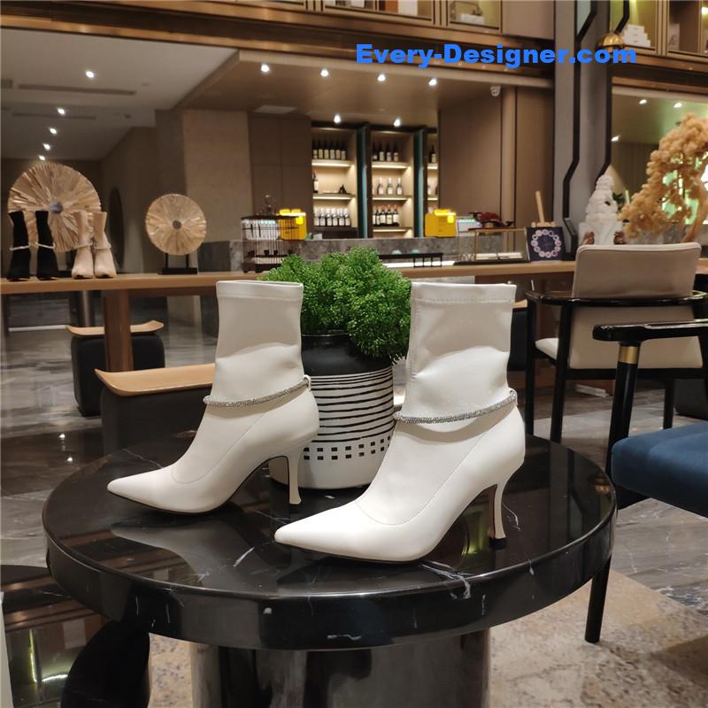 j1m*y ch00 pointed toe S*per shiny chain high heel boots