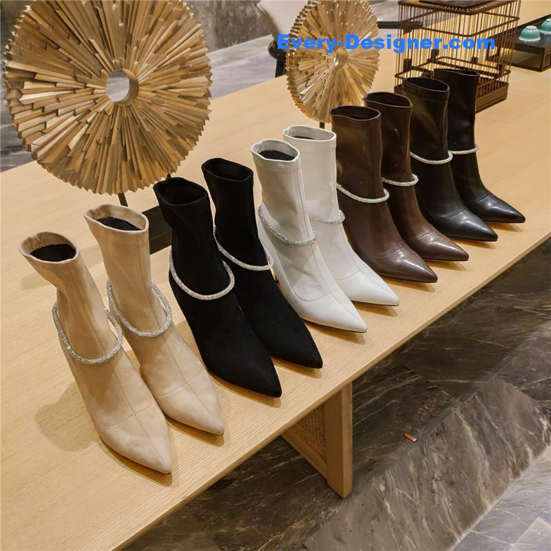 j1m*y ch00 pointed toe S*per shiny chain high heel boots