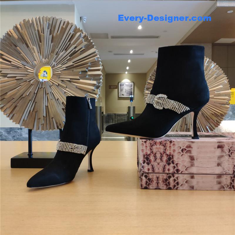 J1m*y Ch00 kaza embellished black suede ankle boots