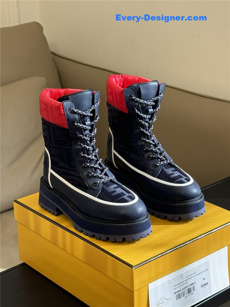F**di signature red leather biker boots