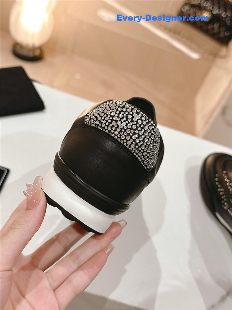 Ch**el new double c rhinestone sneakers baseball shoes
