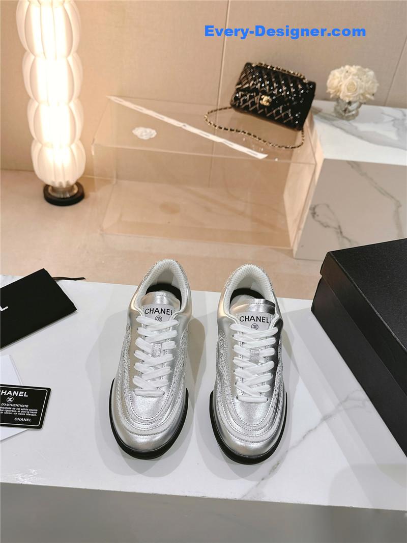 Ch**el new double c rhinestone sneakers baseball shoes