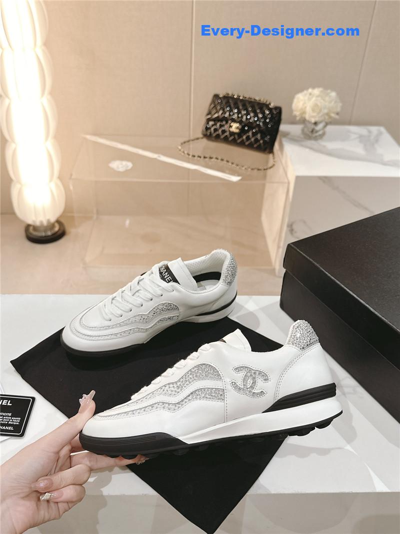 Ch**el new double c rhinestone sneakers baseball shoes