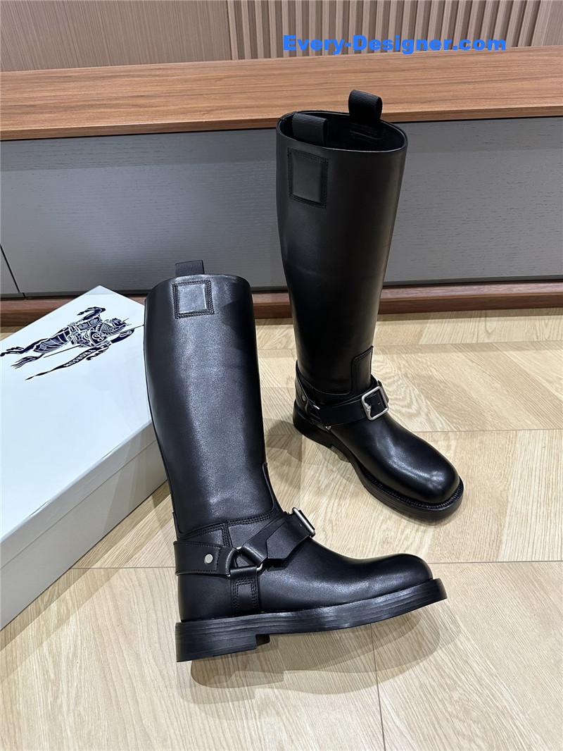 Bv*b*rry saddle leather knee high boots black