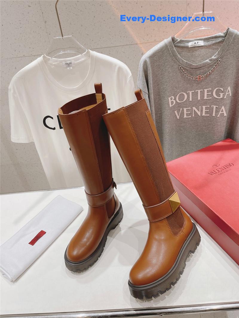 Va1e*ntin0 platform knee high boots in brown