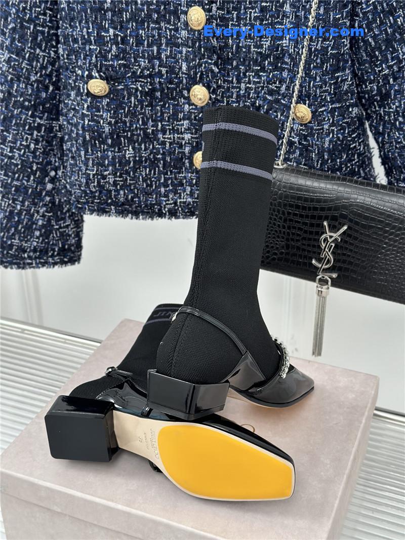 J1m*y Ch00 knit patent leather socks boots