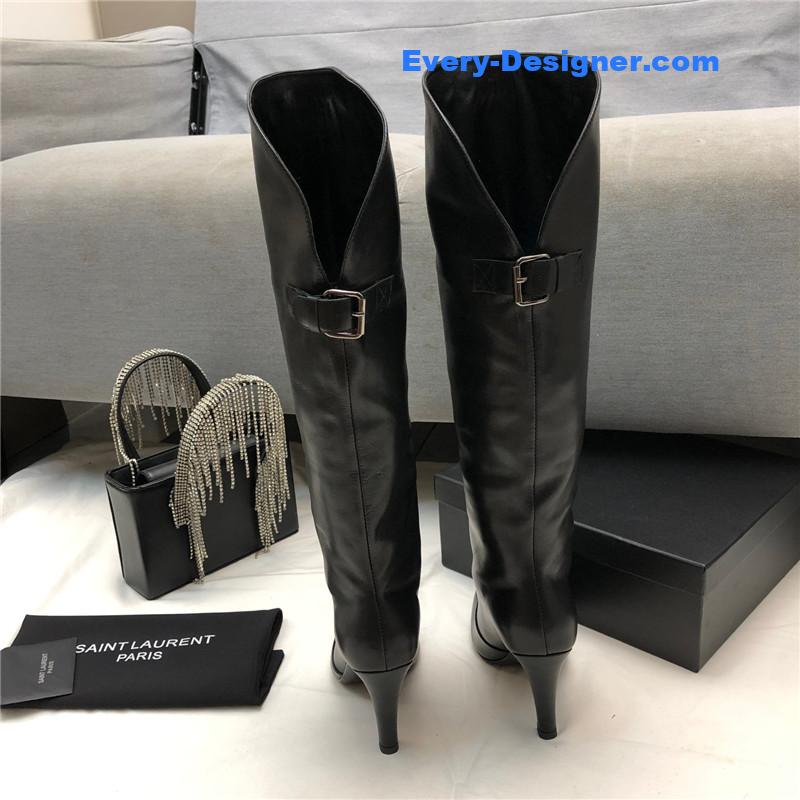 Sa1nt Lau*nt black over-the-knee boots
