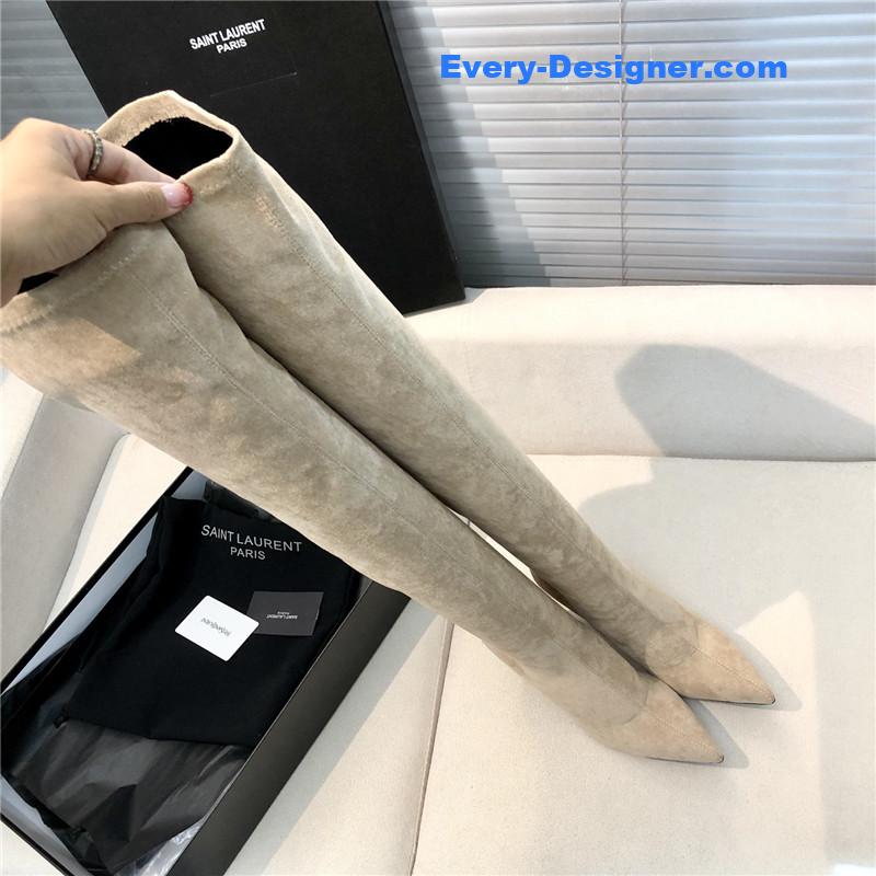 Y51 letter heel pointed toe high heel boots