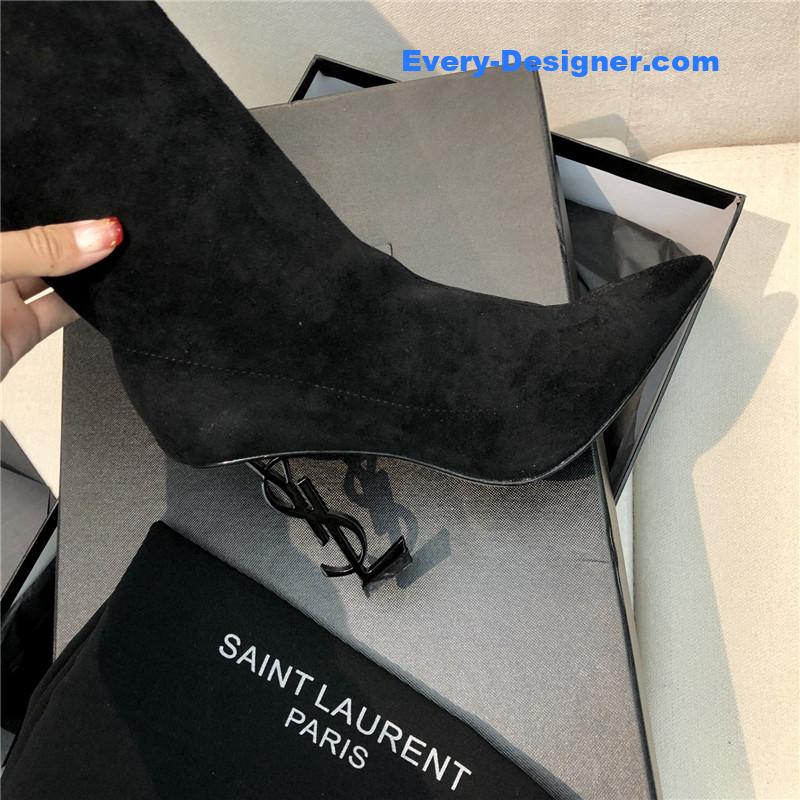 Y51 letter heel pointed toe high heel boots