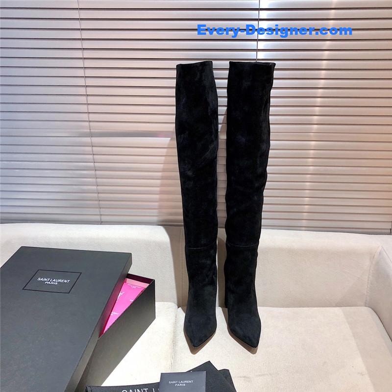 Sa1nt Lau*nt women’s black suede over-the-knee boots
