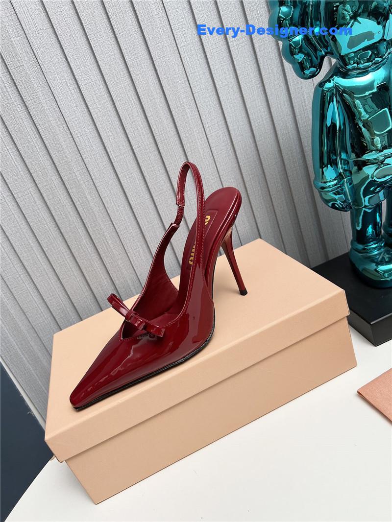 M1um1u new two-color stitching high-heeled sandals