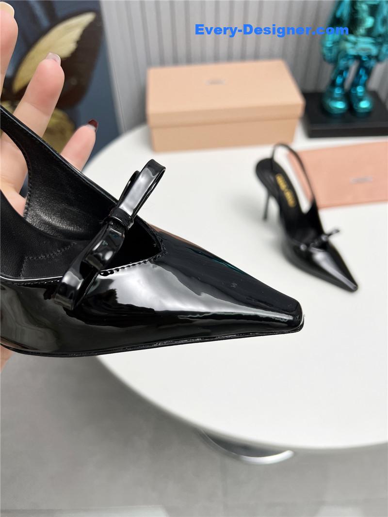 M1um1u new two-color stitching high-heeled sandals