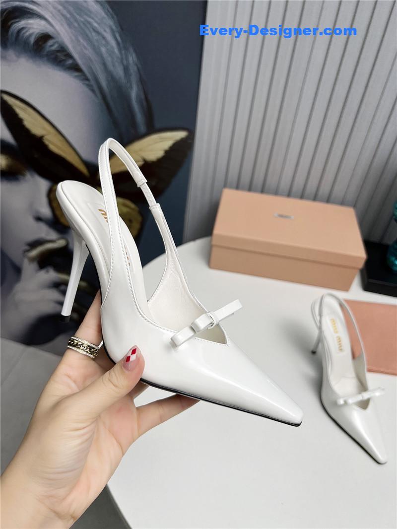 M1um1u new two-color stitching high-heeled sandals