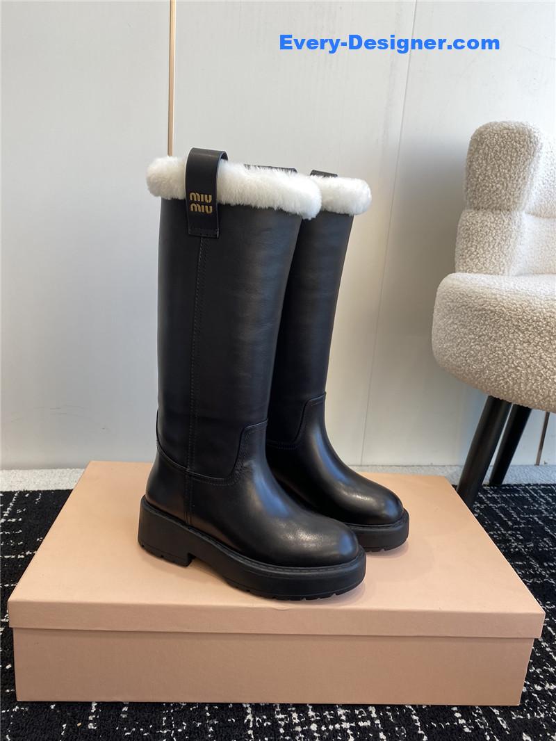 Miu Miu Fumé Black Leather Boots for Women