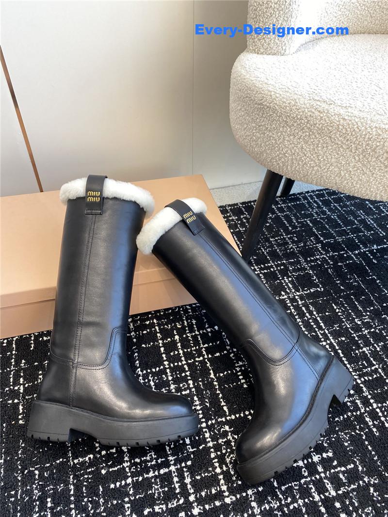 Miu Miu Fumé Black Leather Boots for Women