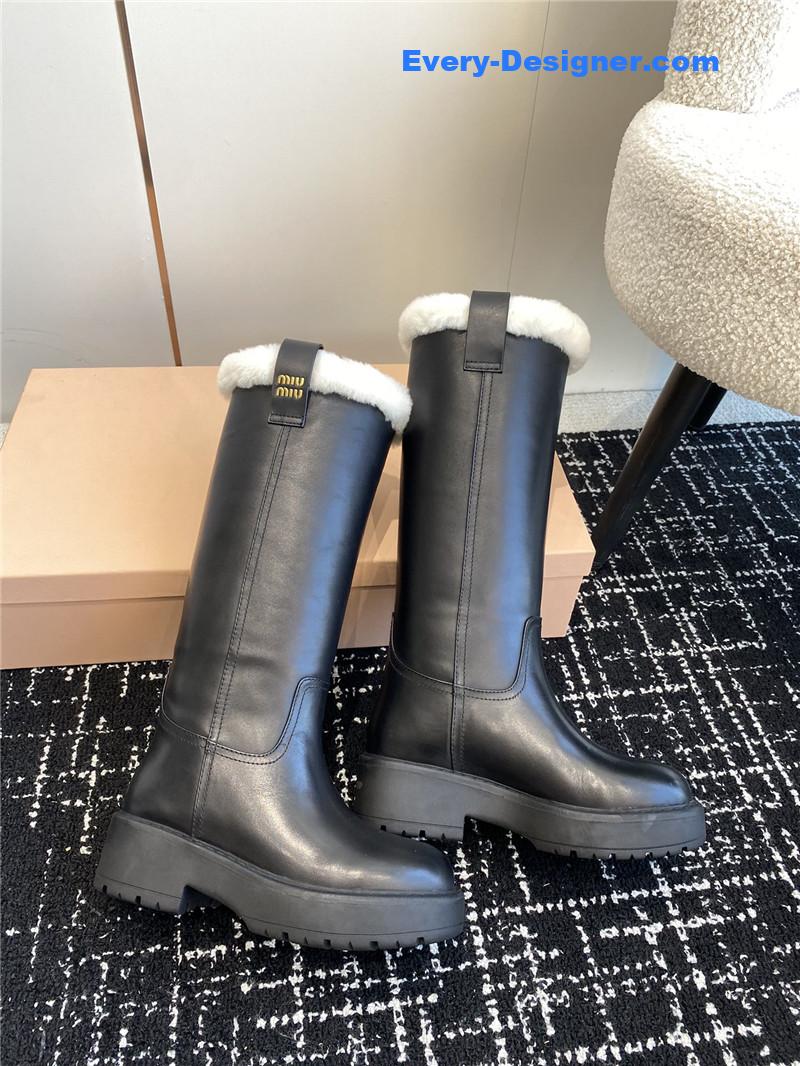 Miu Miu Fumé Black Leather Boots for Women