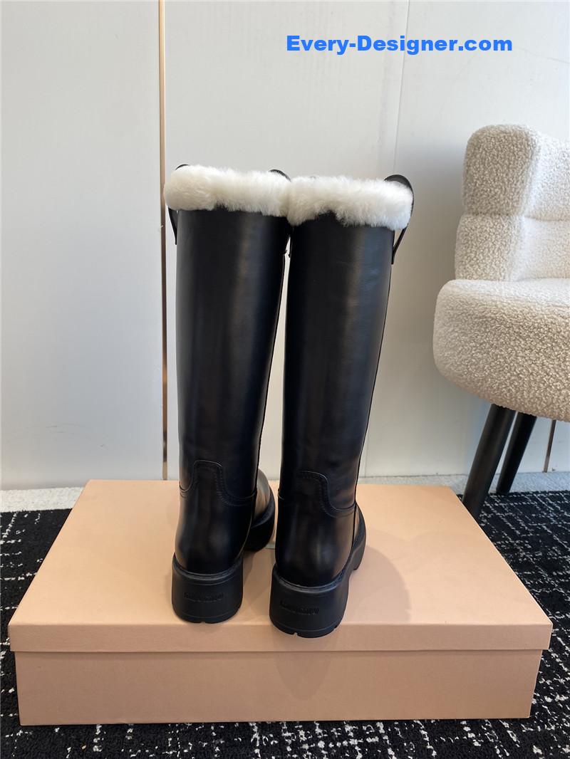 Miu Miu Fumé Black Leather Boots for Women