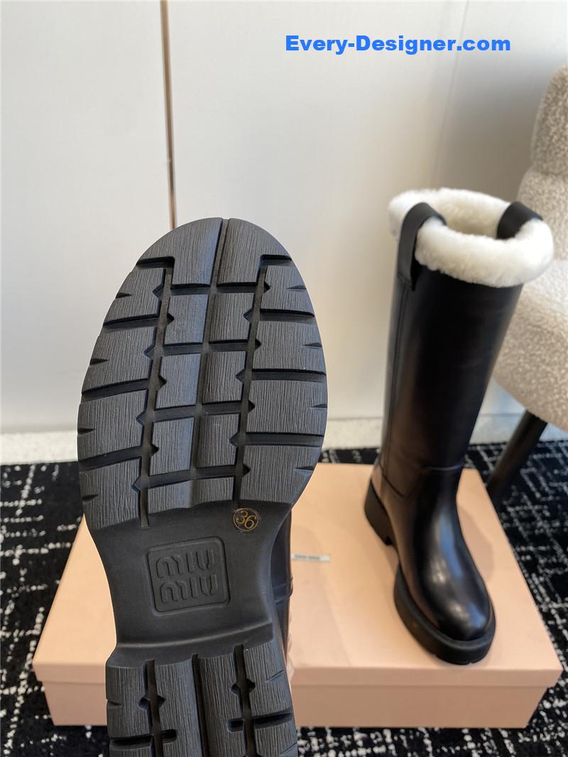 Miu Miu Fumé Black Leather Boots for Women