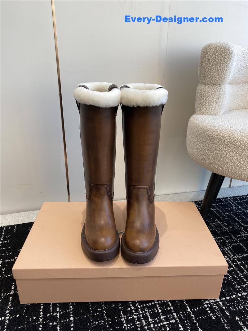Miu Miu Fumé Leather Boots for Women