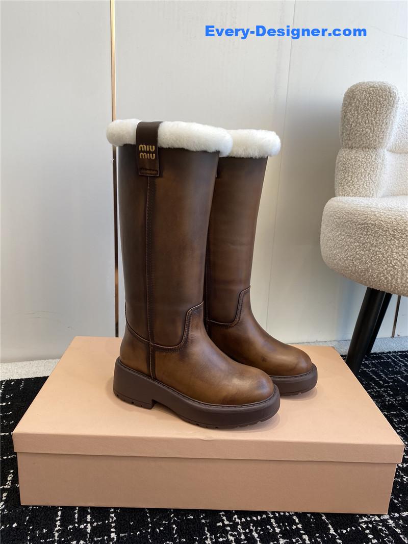 Miu Miu Fumé Leather Boots for Women
