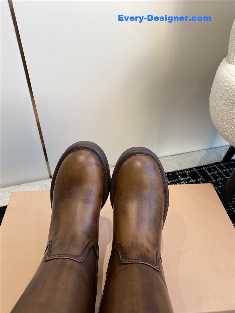 Miu Miu Fumé Leather Boots for Women