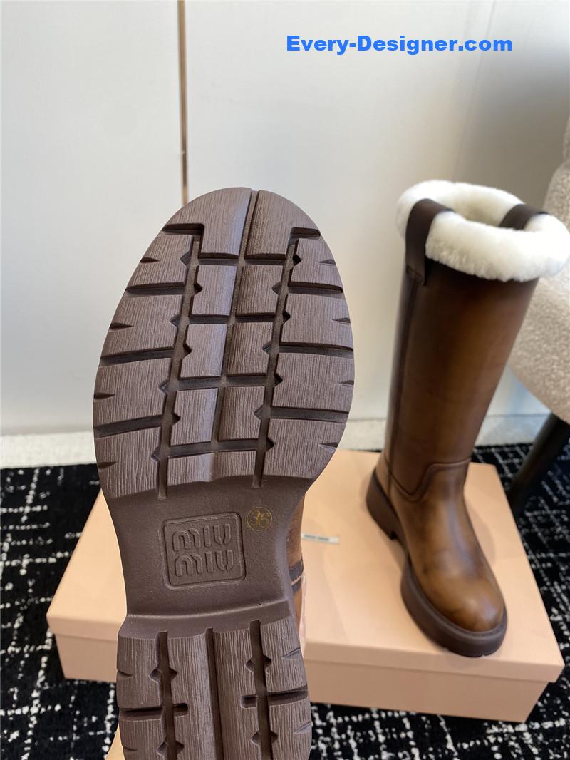 Miu Miu Fumé Leather Boots for Women