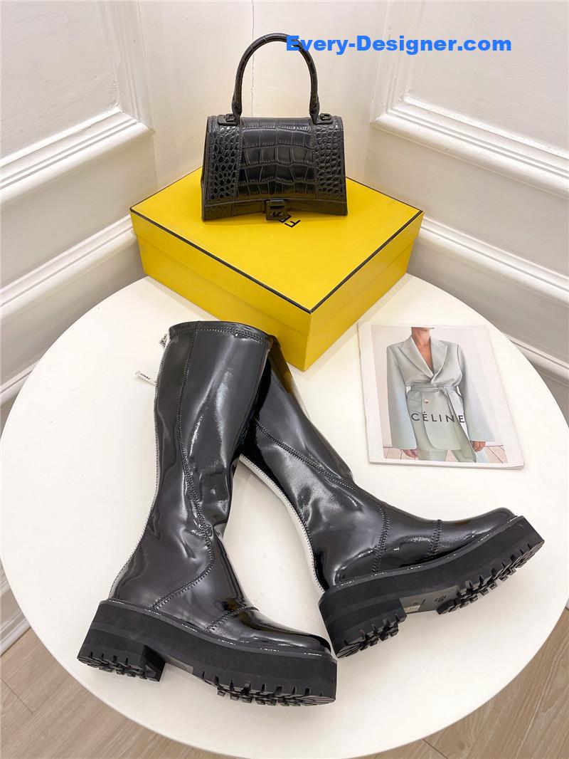 F**di patent leather platform knee-high boots