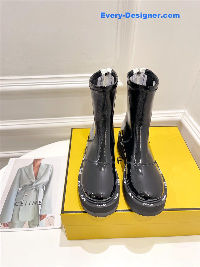 F**di patent leather platform ankle boots
