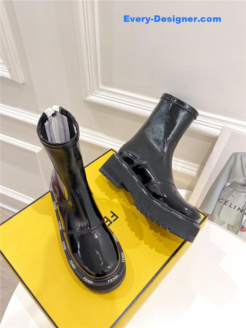 F**di patent leather platform ankle boots